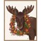 Christmas Moose and Cranberry Wreath by Fab Funky 23-in. W x 28-in. H. Canvas Wall Art Print Framed